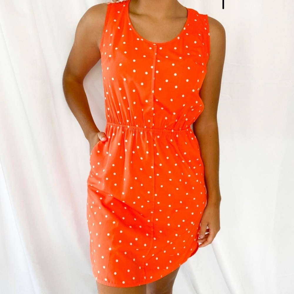 Vibrant Orange 🍊 & White Polka Dot Summer Dress